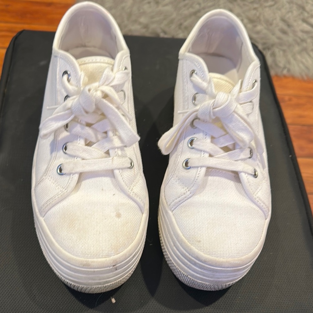 White Canvas Platform Sneakers